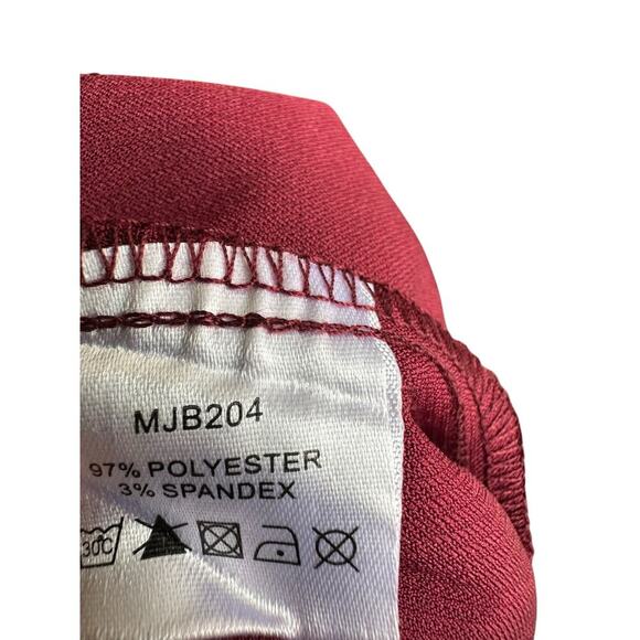 Shop the Mint Burgundy Red Wide Leg Trousers. Paper bag belted waist. Size-S - Picture 8 of 8